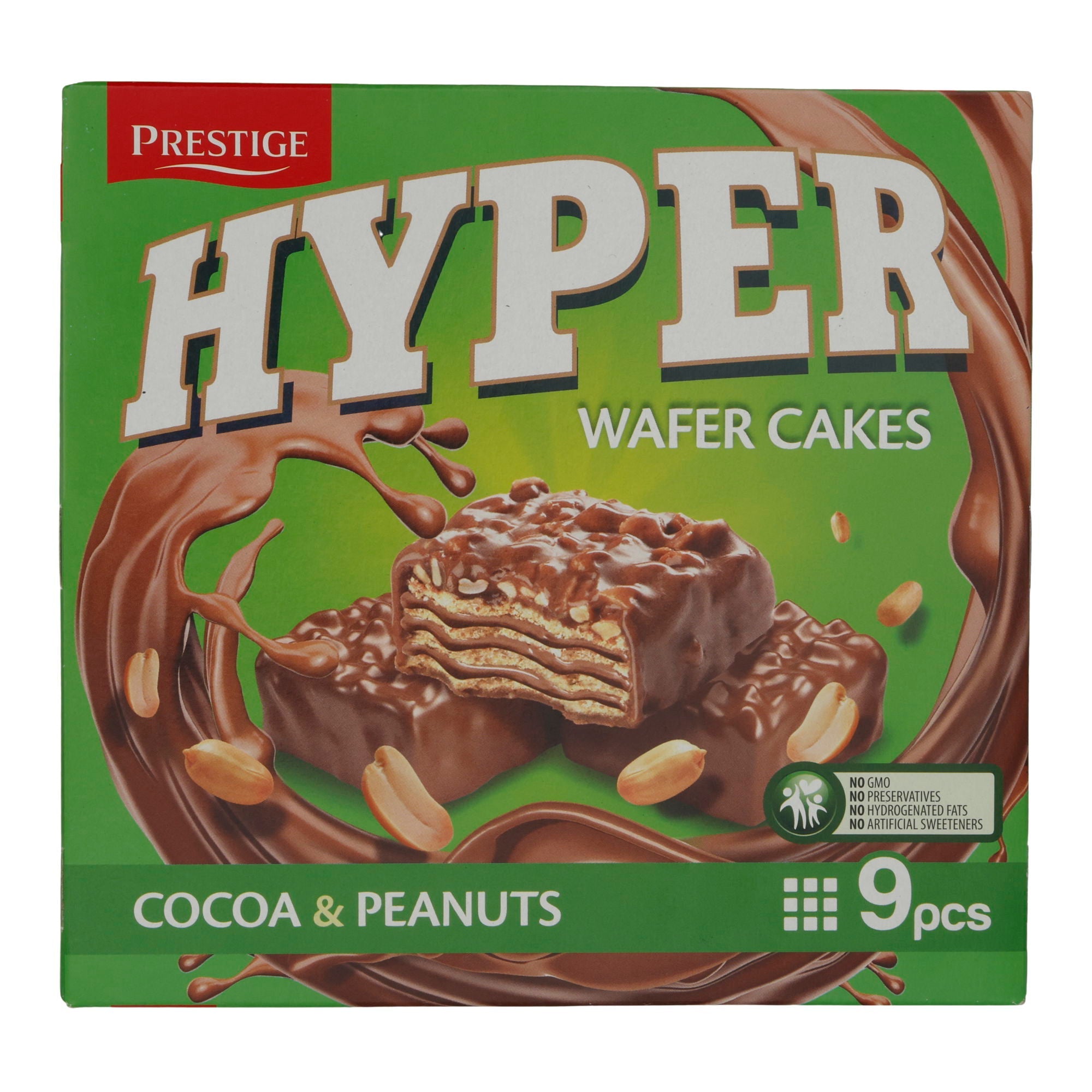 Hyper Waffelkuchen Prestige | Gebäck| Mit Kakao- und Erdnussfüllung | 9 Stück, 167 g Packung PRESTIGE